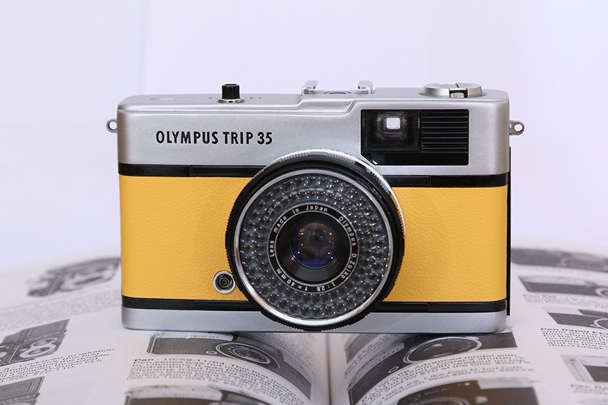 Milly Cameras camera recovering leather skins olympus trip yellow
